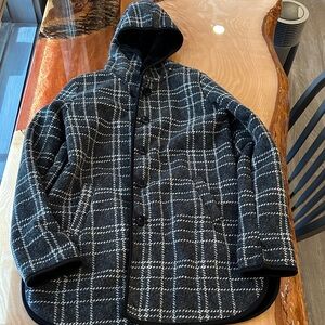 Ike Behar Dark Gray and White Plaid Jacket women’s medium